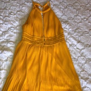 H&M Yellow Halter Pleated Dress